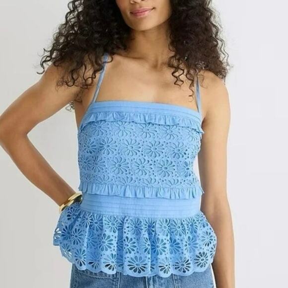 J.Crew Cross-back smocked-waist eyelet top - Yellow - NWT 3X - Picture 7 of 8